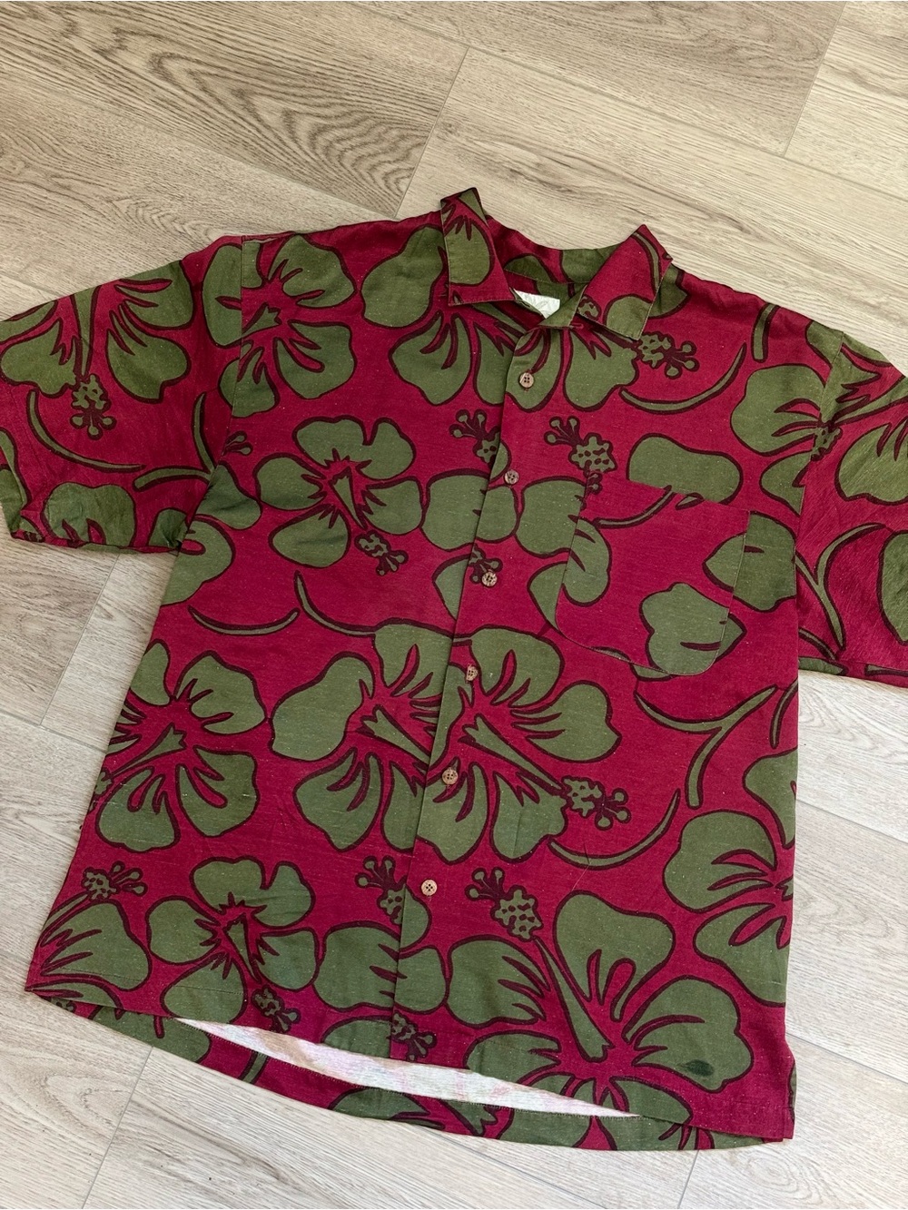 Vintage Tommy Bahama 100% Silk Shirt Mens Hibiscus Hawaiian Short Sleeve Sz.L